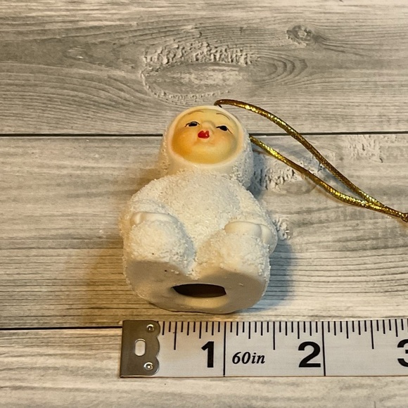 Vintage Snowbaby Christmas Ornament Textured Ceramic Ornament keepsake - Picture 7 of 7